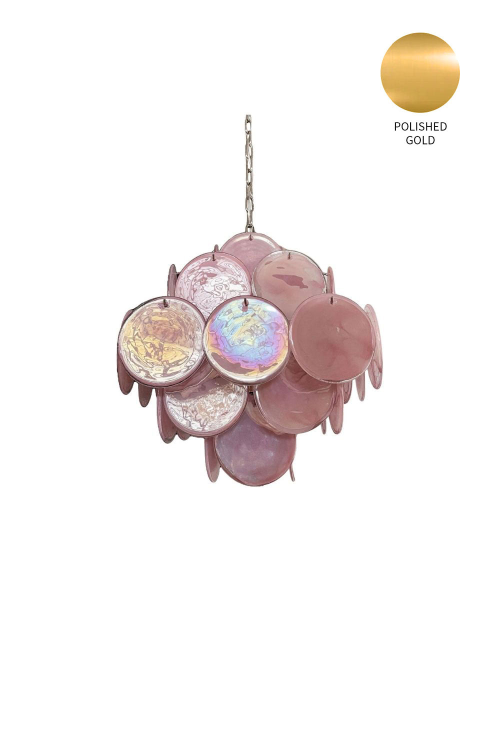 Vintage Art Pink Glass Disks Chandelier - view 23 | vexalamps
