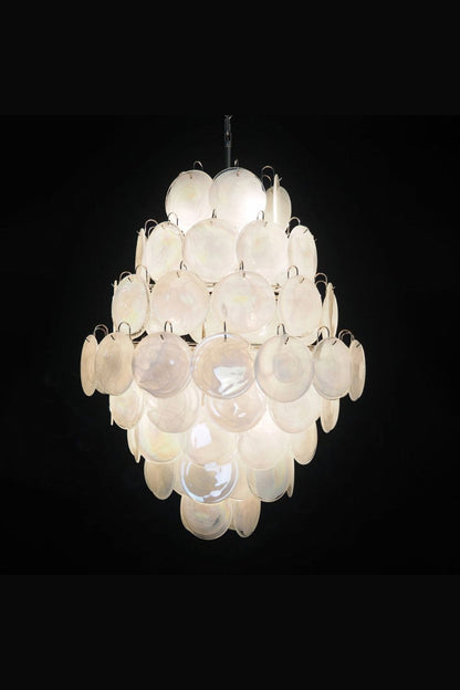 Wonderful Vintage Art White Discs Chandelier - view 23 | vexalamps