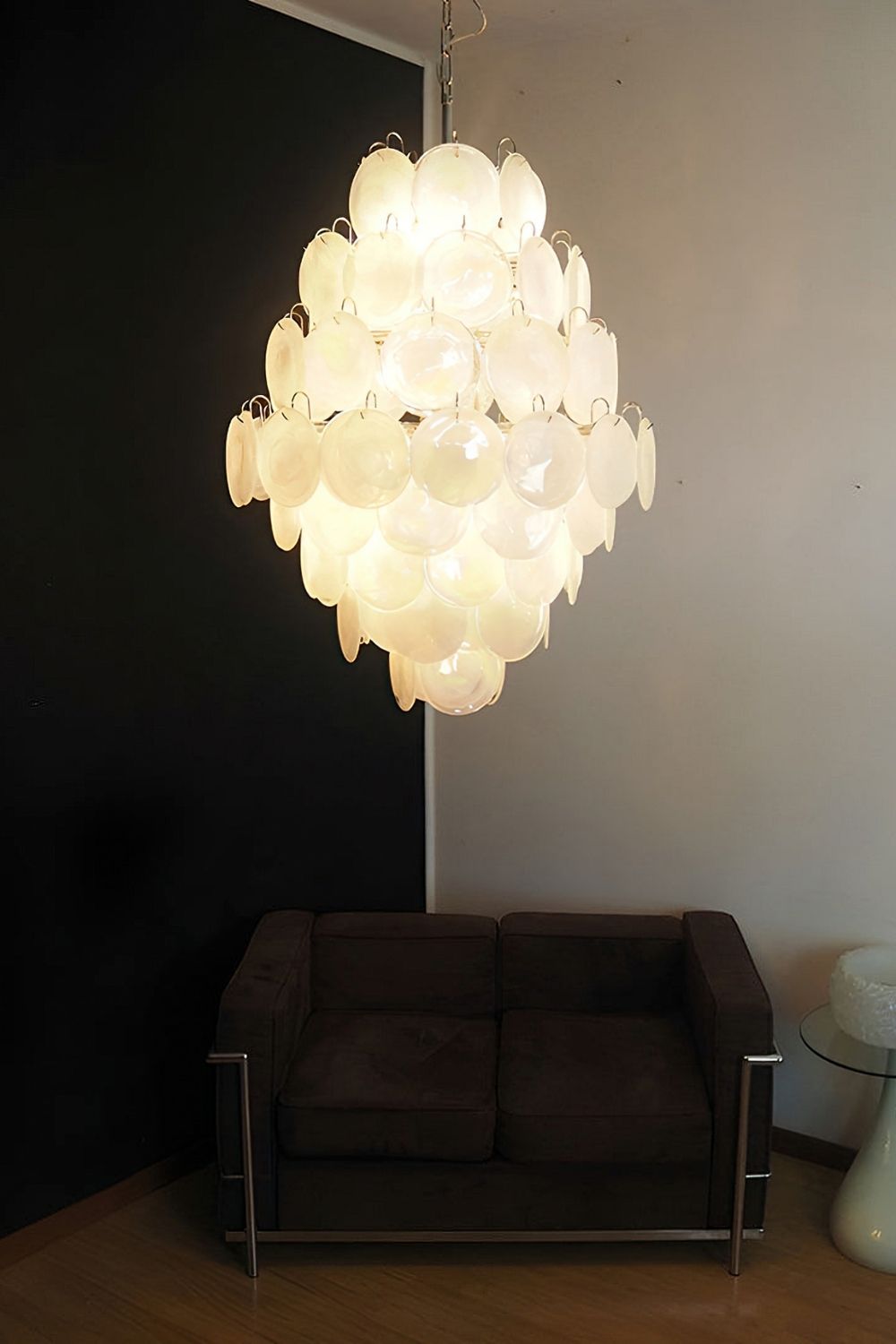 Wonderful Vintage Art White Discs Chandelier - view 8 | vexalamps