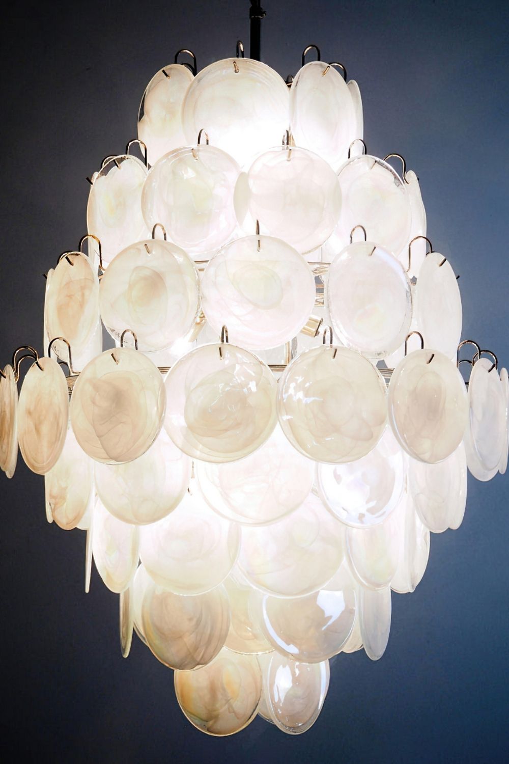 Wonderful Vintage Art White Discs Chandelier - view 14 | vexalamps