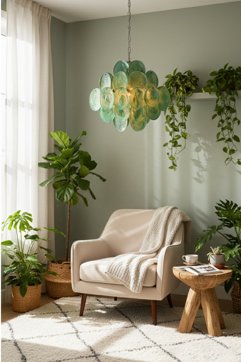 Art Green Disks Chandelier - view 3 | vexalamps