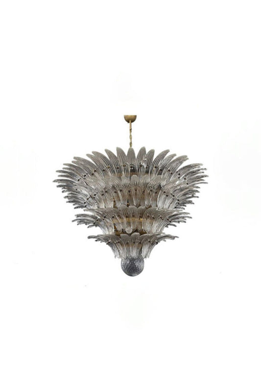Art Palm Leaf 4-Tier Clear Glass Chandelier | vexalamps