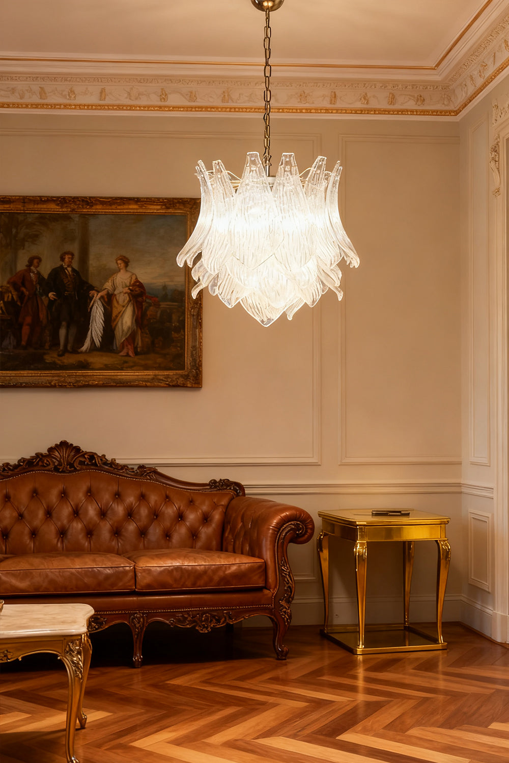 Art Ripple Leaf Glass Chandelier - view 2 | vexalamps