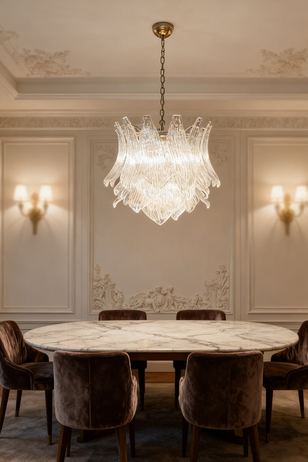 Art Ripple Leaf Glass Chandelier - view 5 | vexalamps