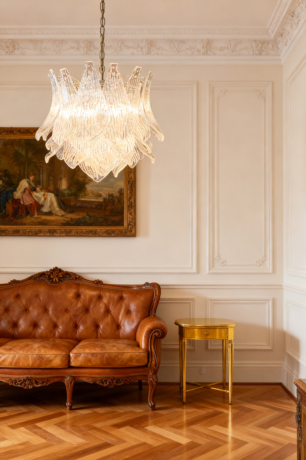 Art Ripple Leaf Glass Chandelier - view 4 | vexalamps