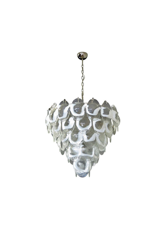 Art White and Clear Oval Glass Chandelier | vexalamps