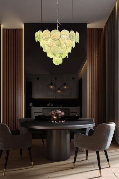 Green Glass High Quality Art Iridescent Chandelier - view 12 | vexalamps