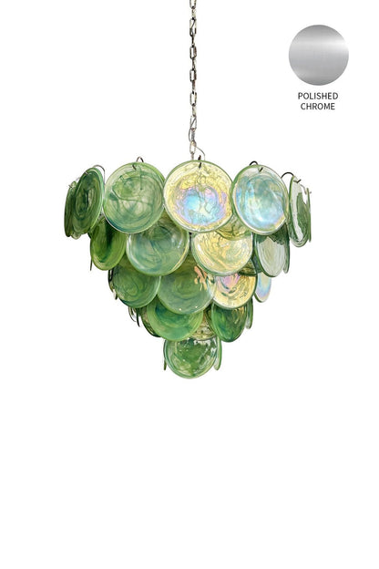 Green Glass High Quality Art Iridescent Chandelier - view 23 | vexalamps