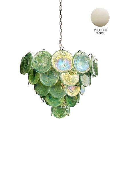 Green Glass High Quality Art Iridescent Chandelier - view 24 | vexalamps
