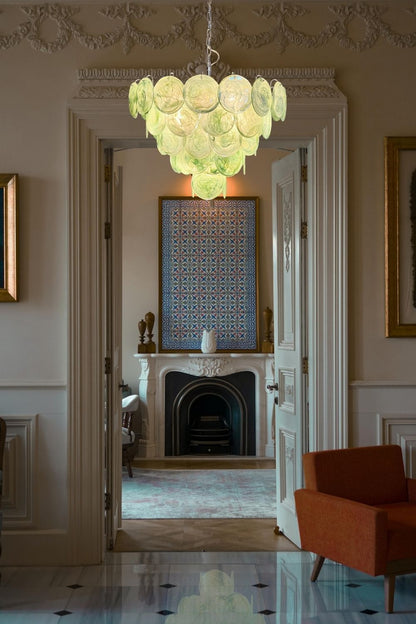 Green Glass High Quality Art Iridescent Chandelier - view 13 | vexalamps