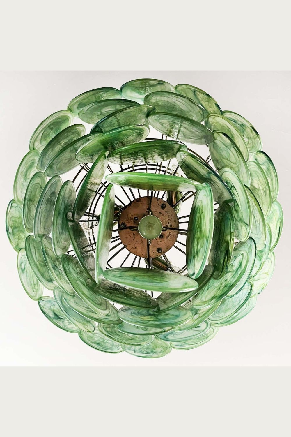 Green Glass High Quality Art Iridescent Chandelier - view 17 | vexalamps