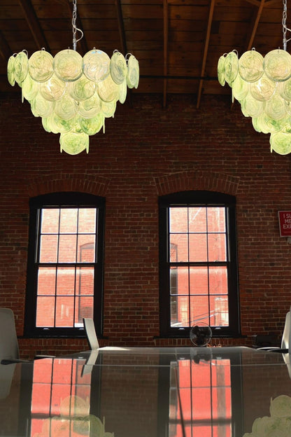 Green Glass High Quality Art Iridescent Chandelier - view 15 | vexalamps