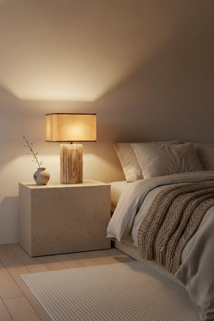 Natural Travertine Table Lamp - view 2 | vexalamps