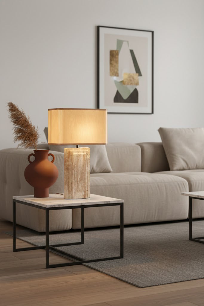 Natural Travertine Table Lamp - view 3 | vexalamps