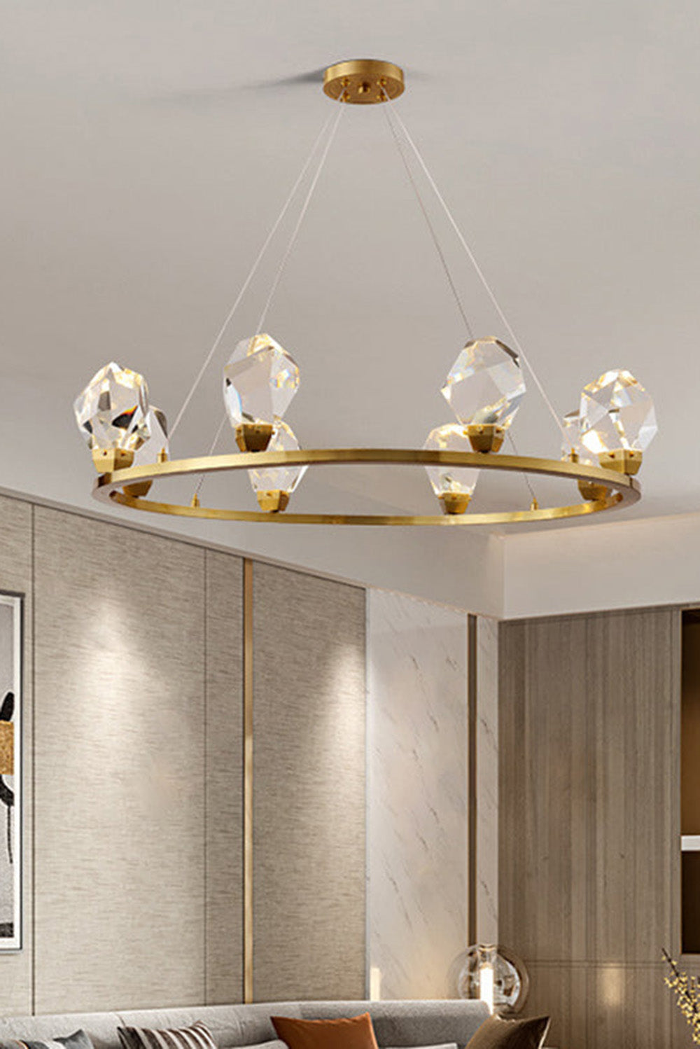 Brass Nicole Crystal Crown De Chandelier - view 2 | vexalamps
