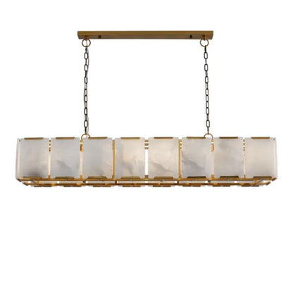 Daybreak Alabaster Rectangle Chandelier - Antique Brass / 41.5″ D - Chandelier