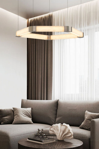 Ola Single Alabaster Ring Chandelier - view 10 | vexalamps