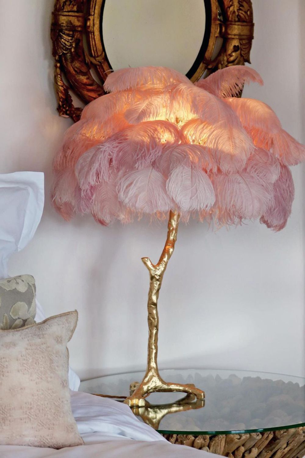 Ostrich Feather Table Lamp - vexalamps