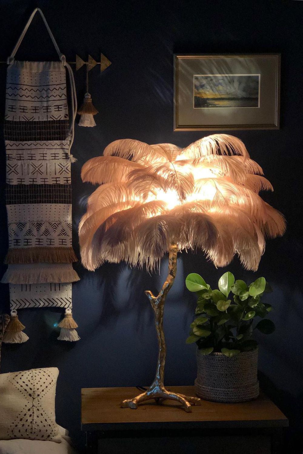 Ostrich Feather Table Lamp - vexalamps