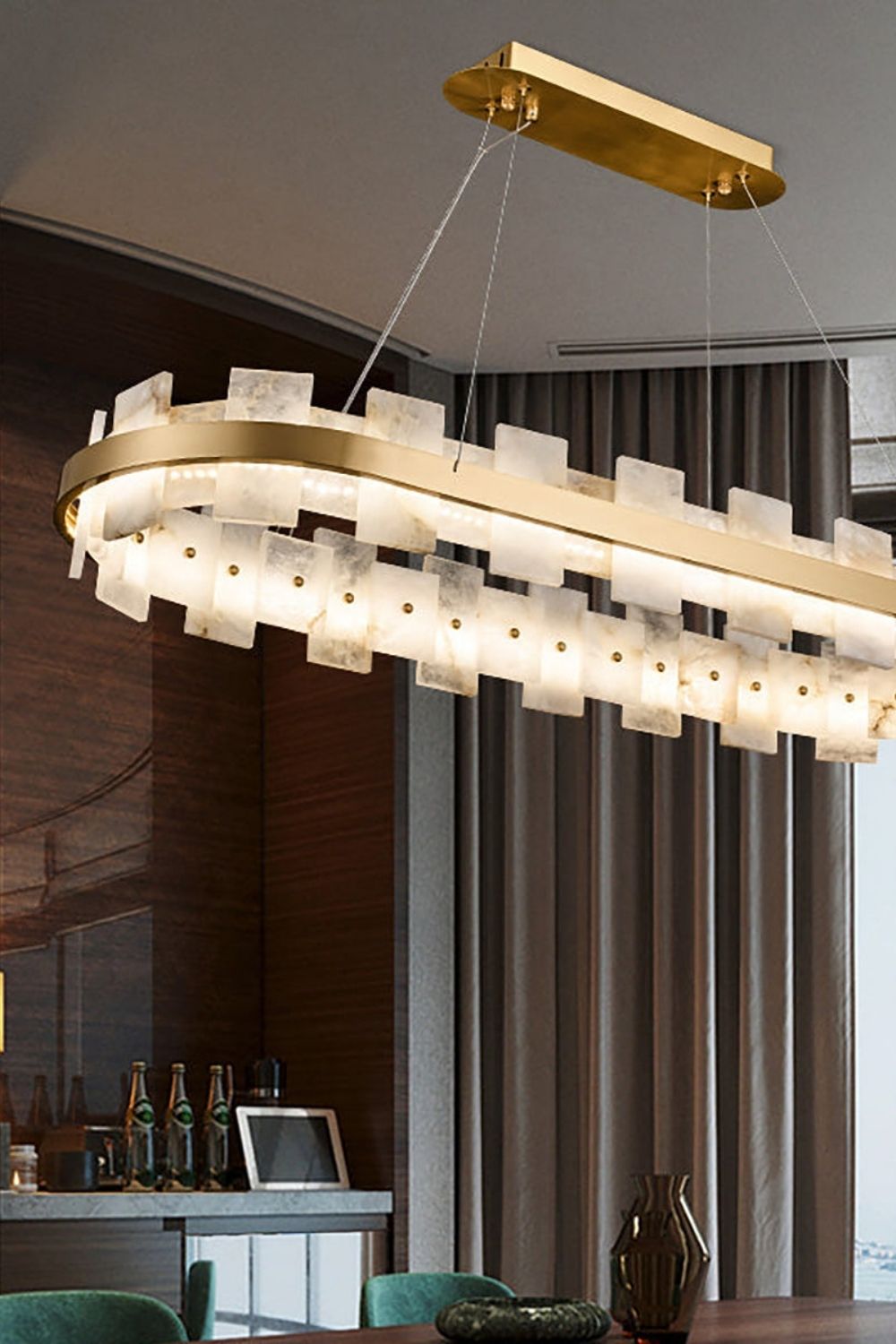 Oval Anita Alabaster Chandelier - view 3 | vexalamps
