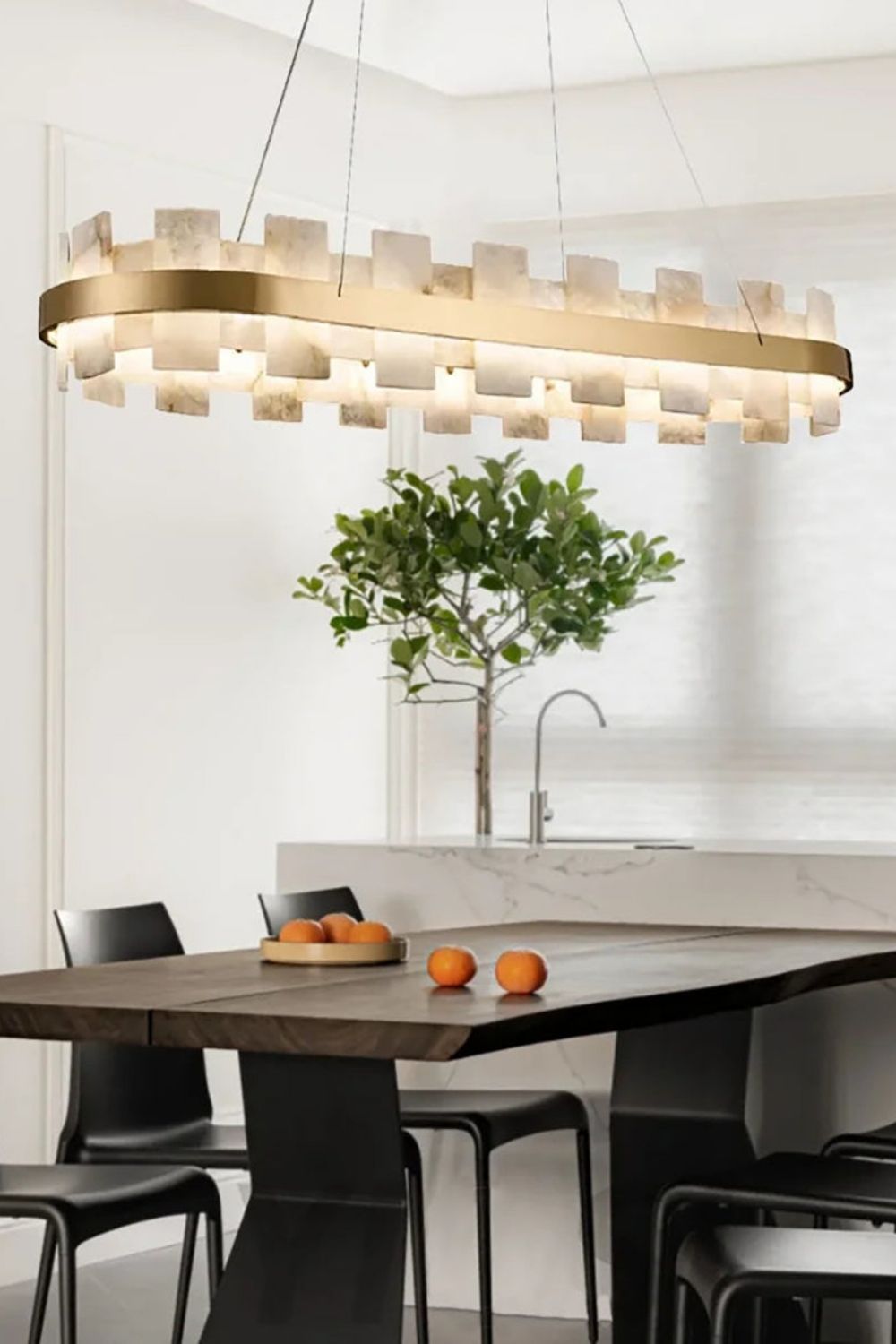 Oval Anita Alabaster Chandelier - view 4 | vexalamps