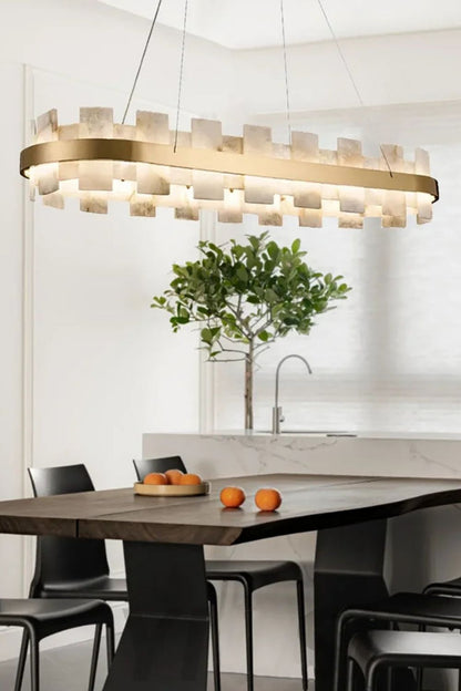 Oval Anita Alabaster Chandelier - view 4 | vexalamps