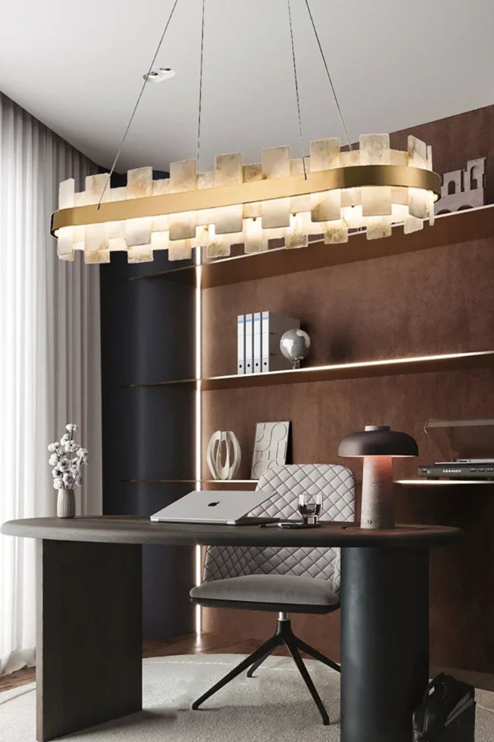 Oval Anita Alabaster Chandelier - view 2 | vexalamps