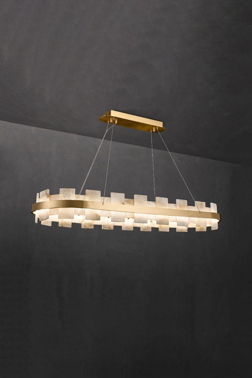 Oval Anita Alabaster Chandelier - view 5 | vexalamps