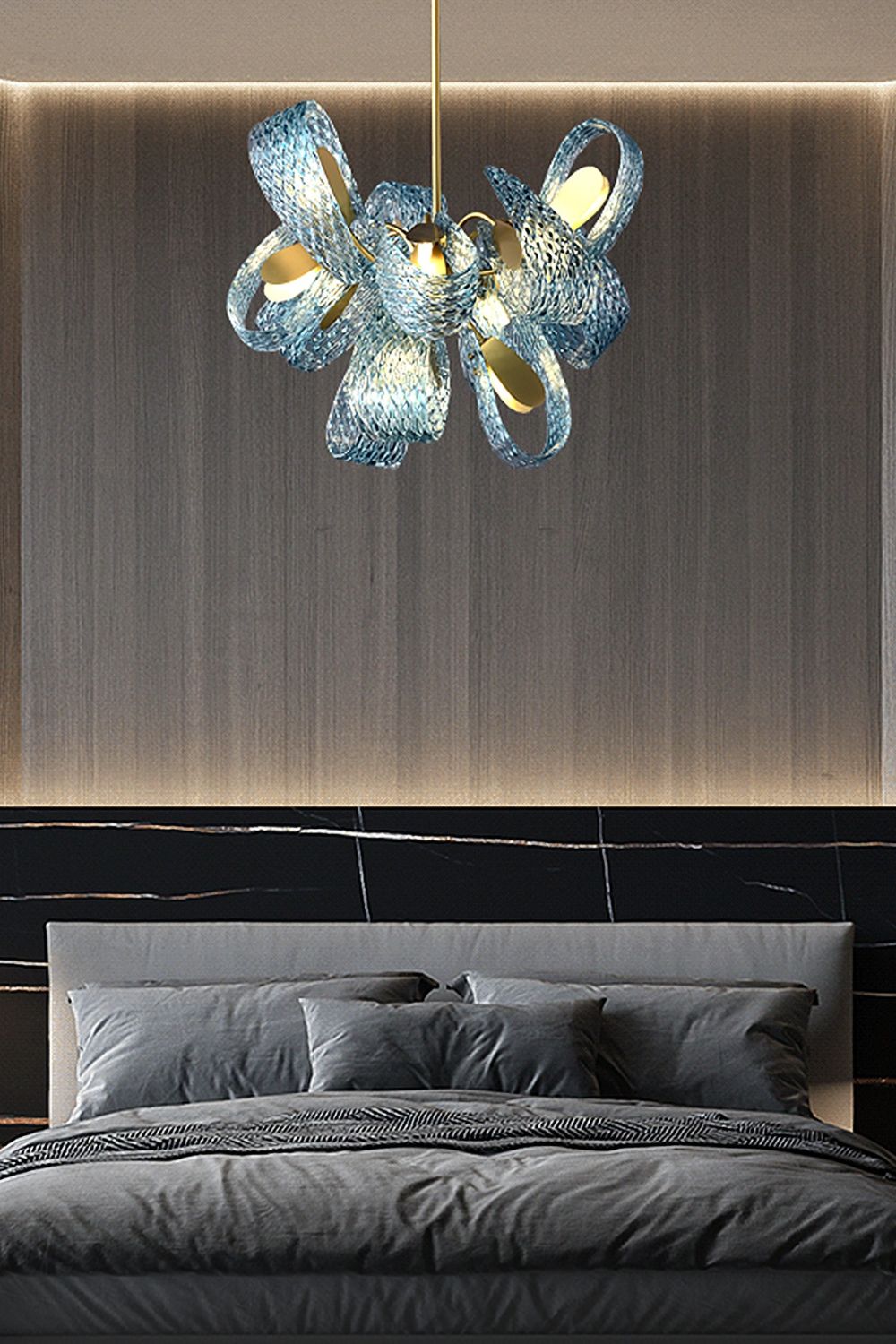 Petal Blue Glass Chandelier - vexalamps