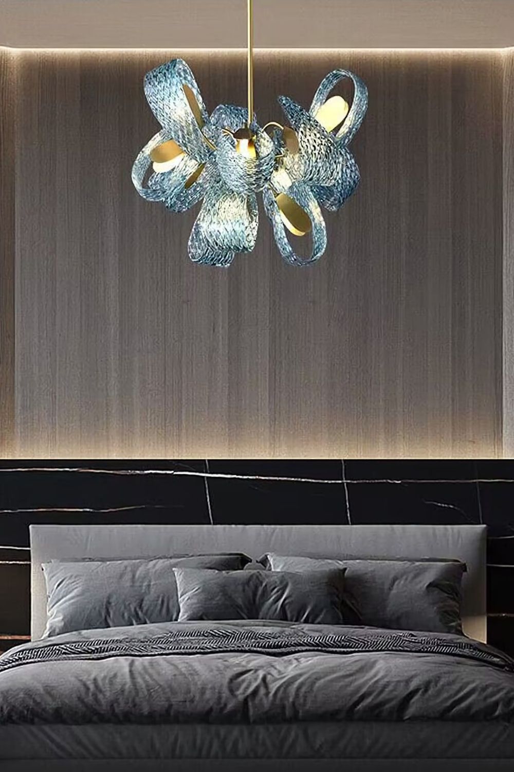 Petal Blue Glass Chandelier - vexalamps