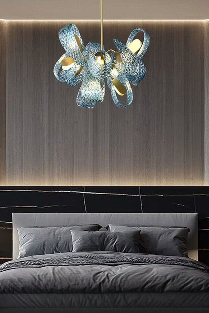 Petal Blue Glass Chandelier - vexalamps