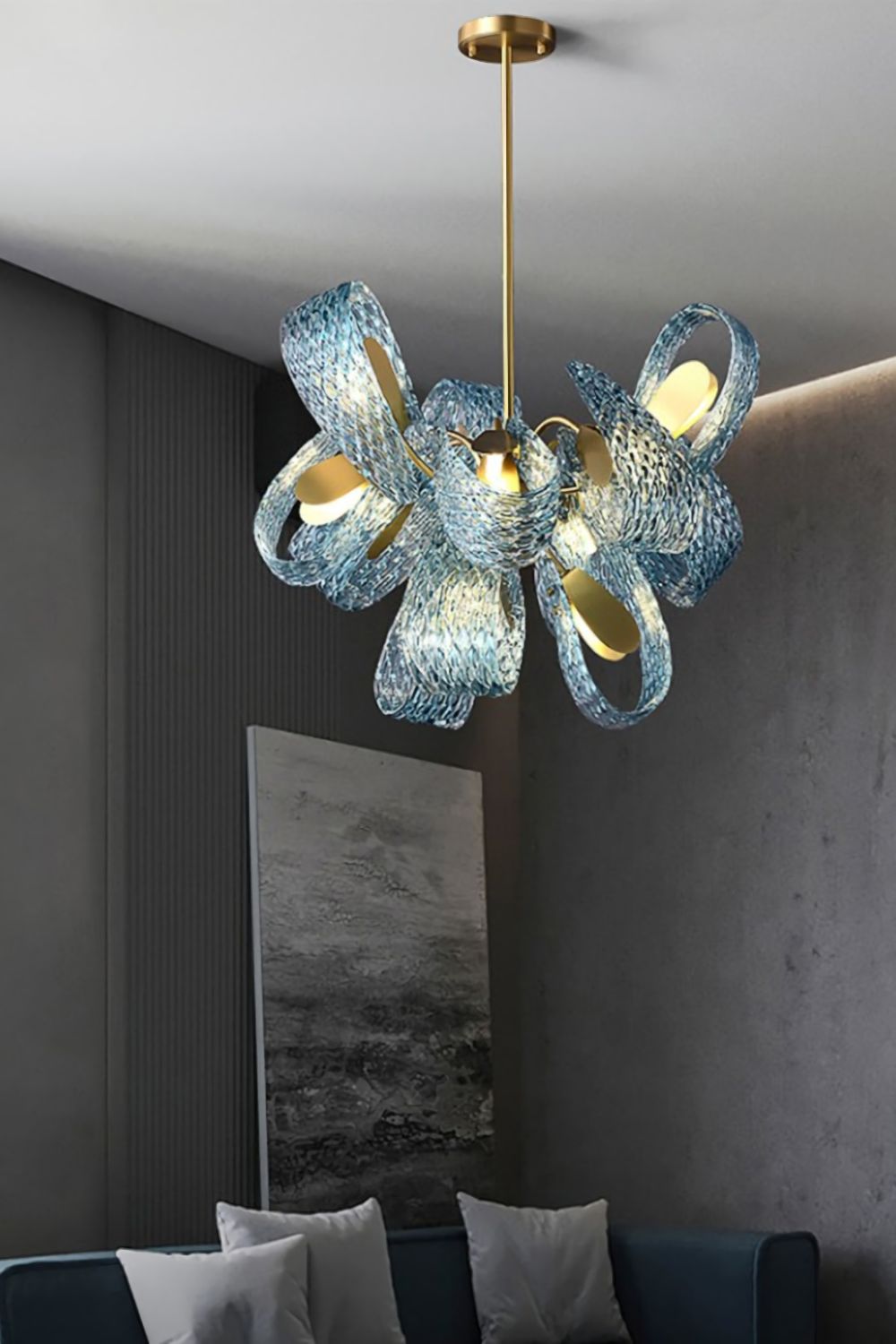 Petal Blue Glass Chandelier - vexalamps