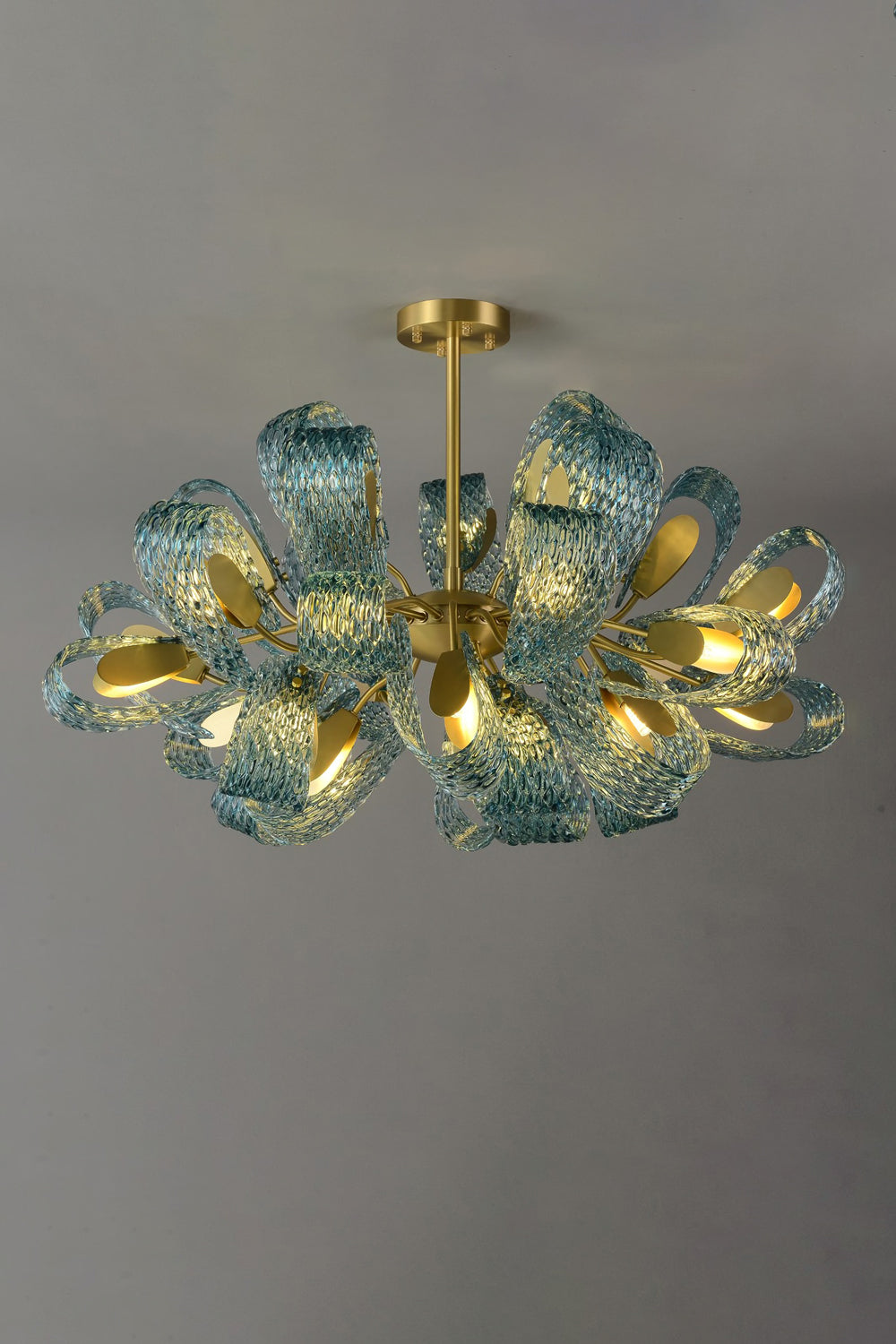 Petal Blue Glass Chandelier - vexalamps