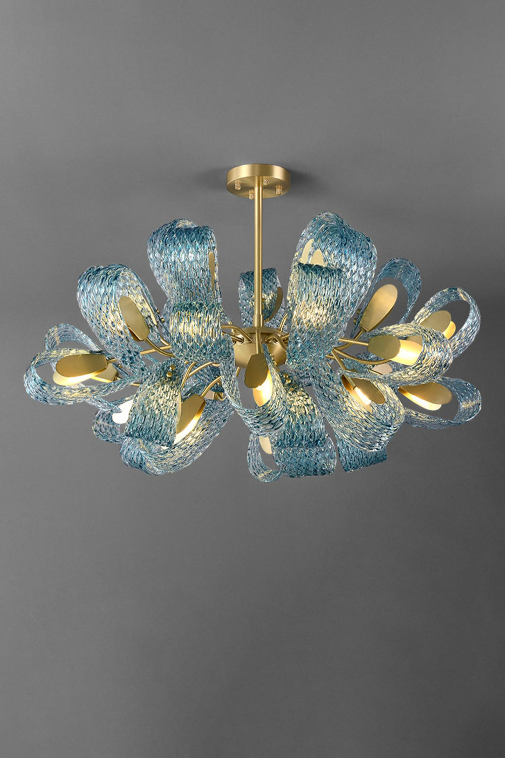 Petal Blue Glass Chandelier - vexalamps