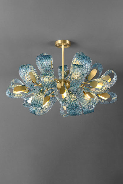 Petal Blue Glass Chandelier - vexalamps