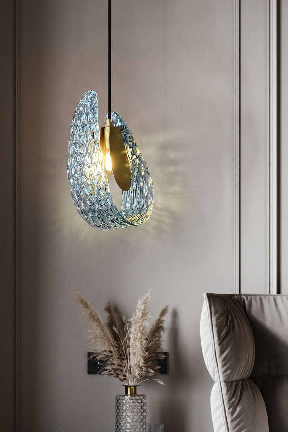 Petal Blue Glass Pendant Light - vexalamps