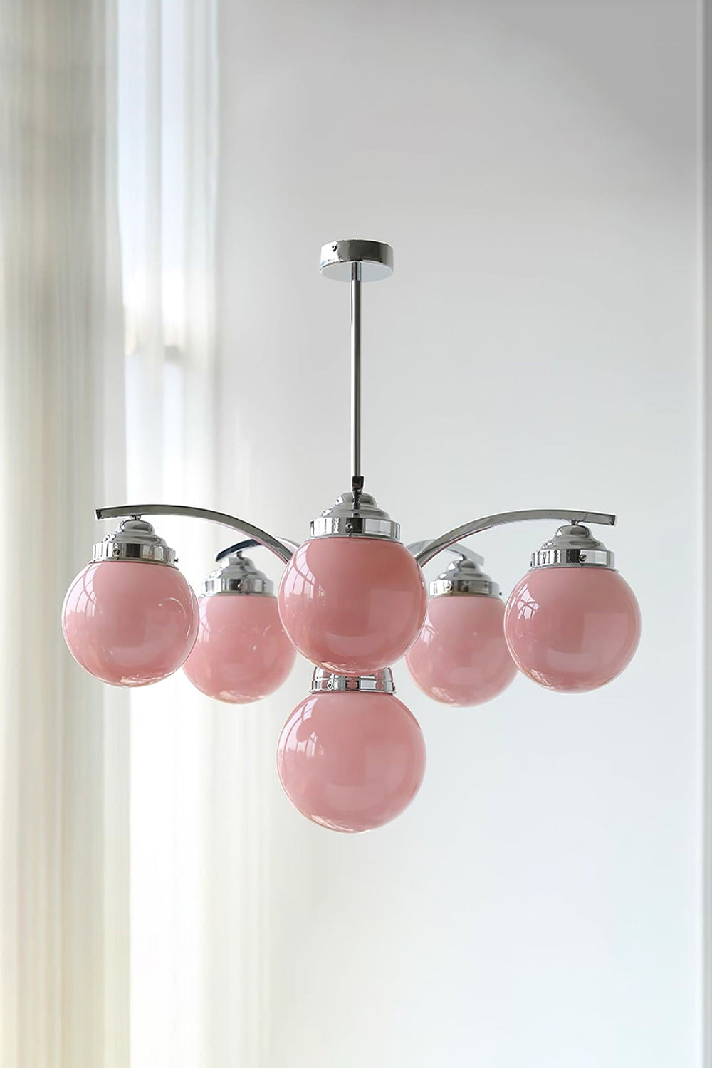 Pink Globe Modern Chandelier - view 2 | vexalamps