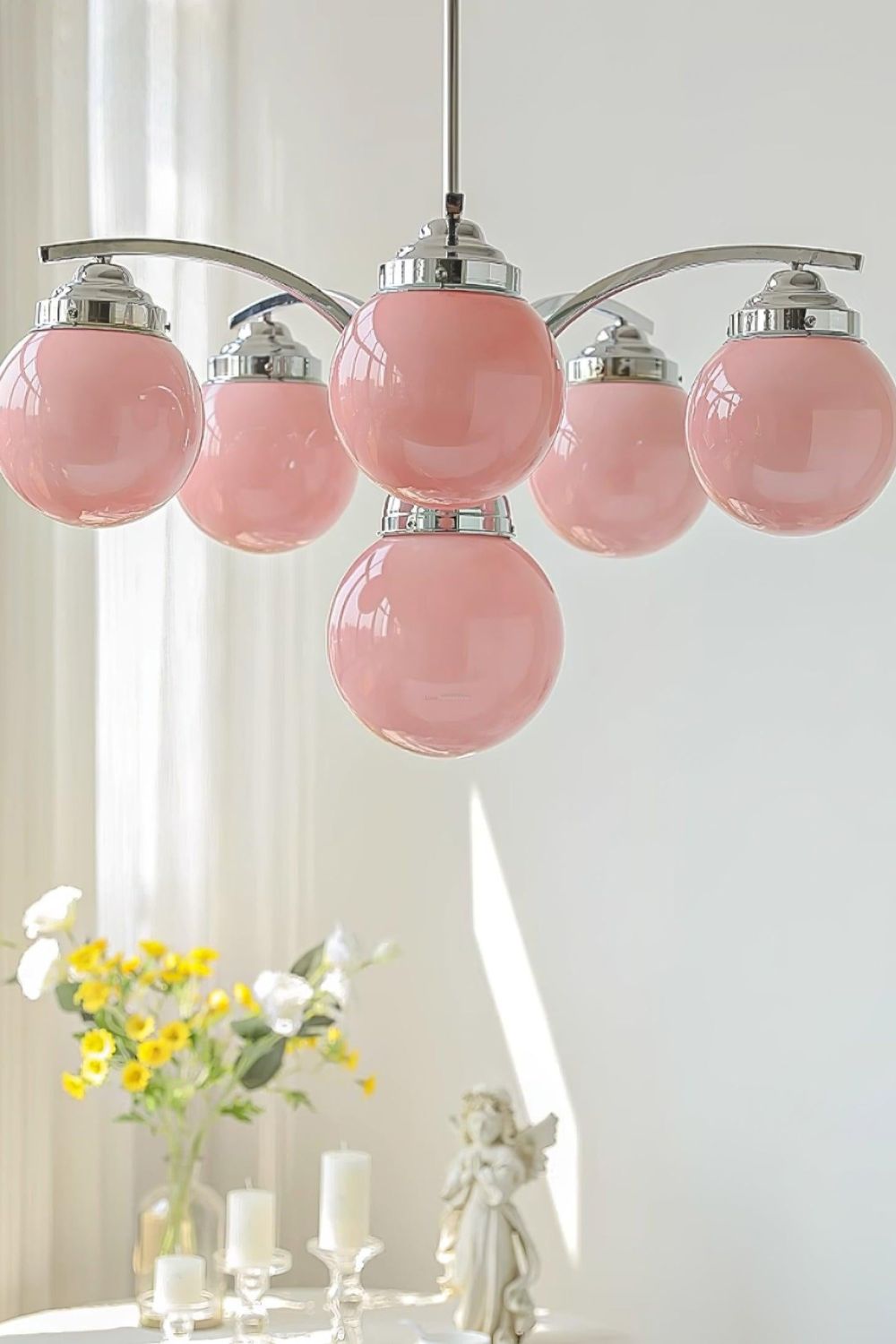 Pink Globe Modern Chandelier - view 4 | vexalamps