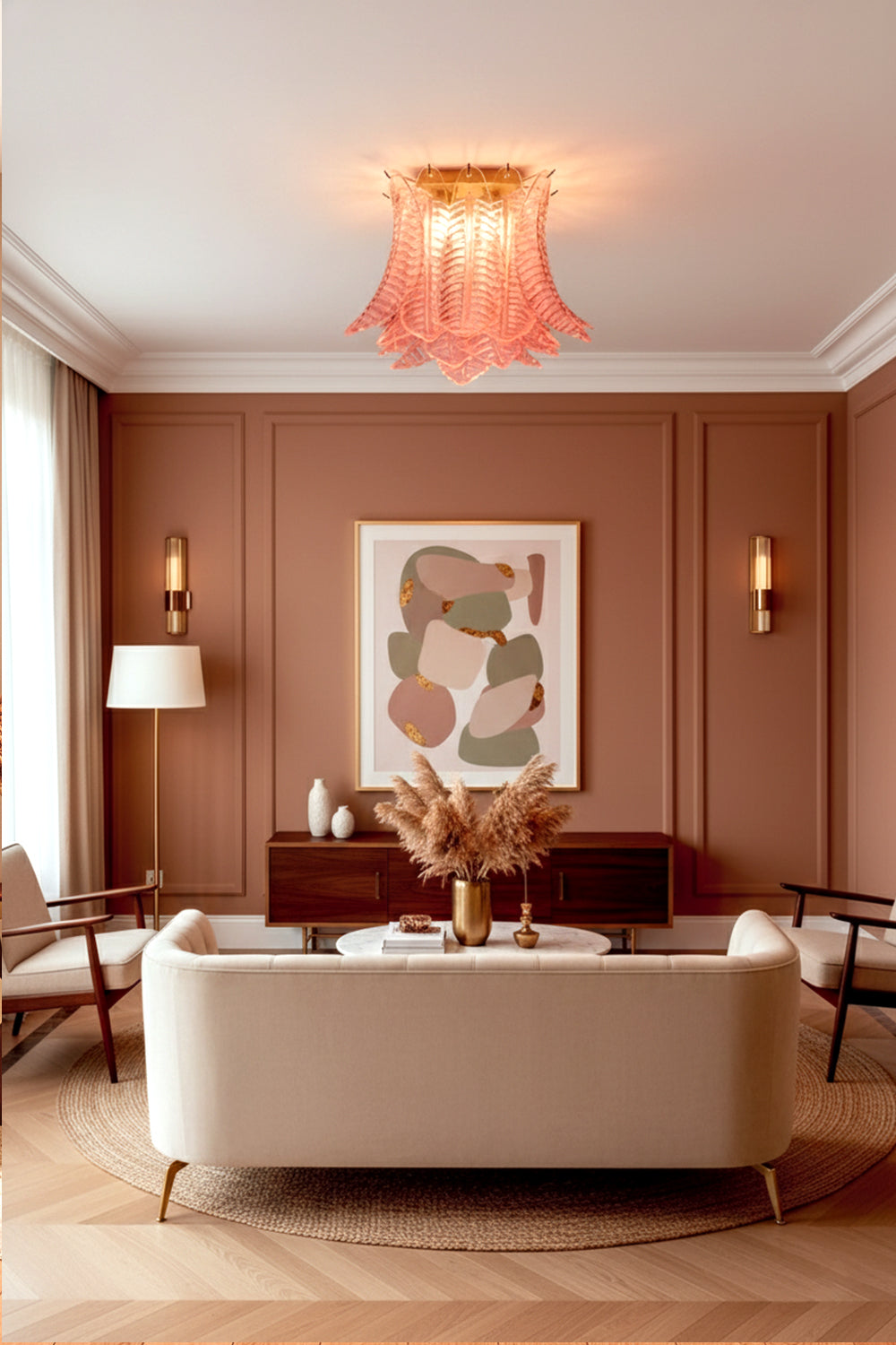 Pink Art Felci Glass Ceiling Light - view 3 | vexalamps