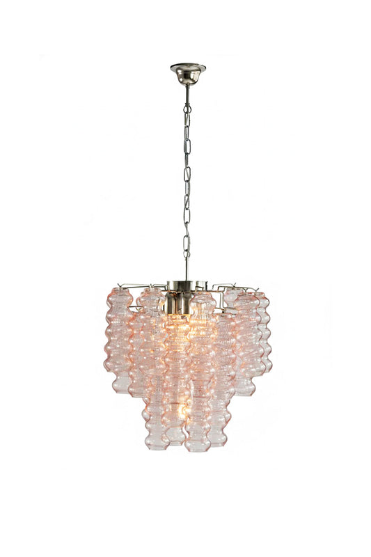 Pink Art Ripple Glass Tube Chandelier | vexalamps
