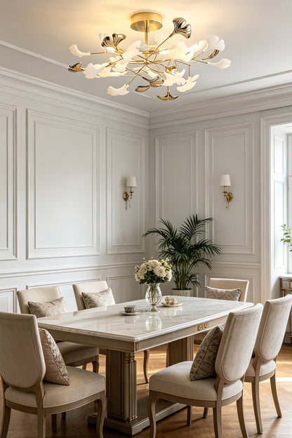 Porcelain Ginkgo Leaf Ceiling Light for Restaurant| vexa lamps