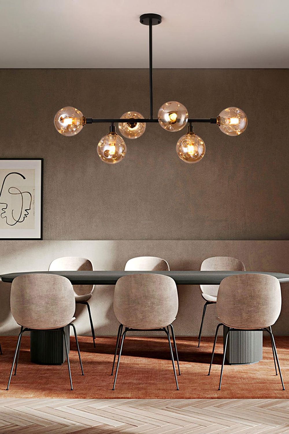 Primas Smoked Glass Linear Chandelier - view 5 | vexalamps