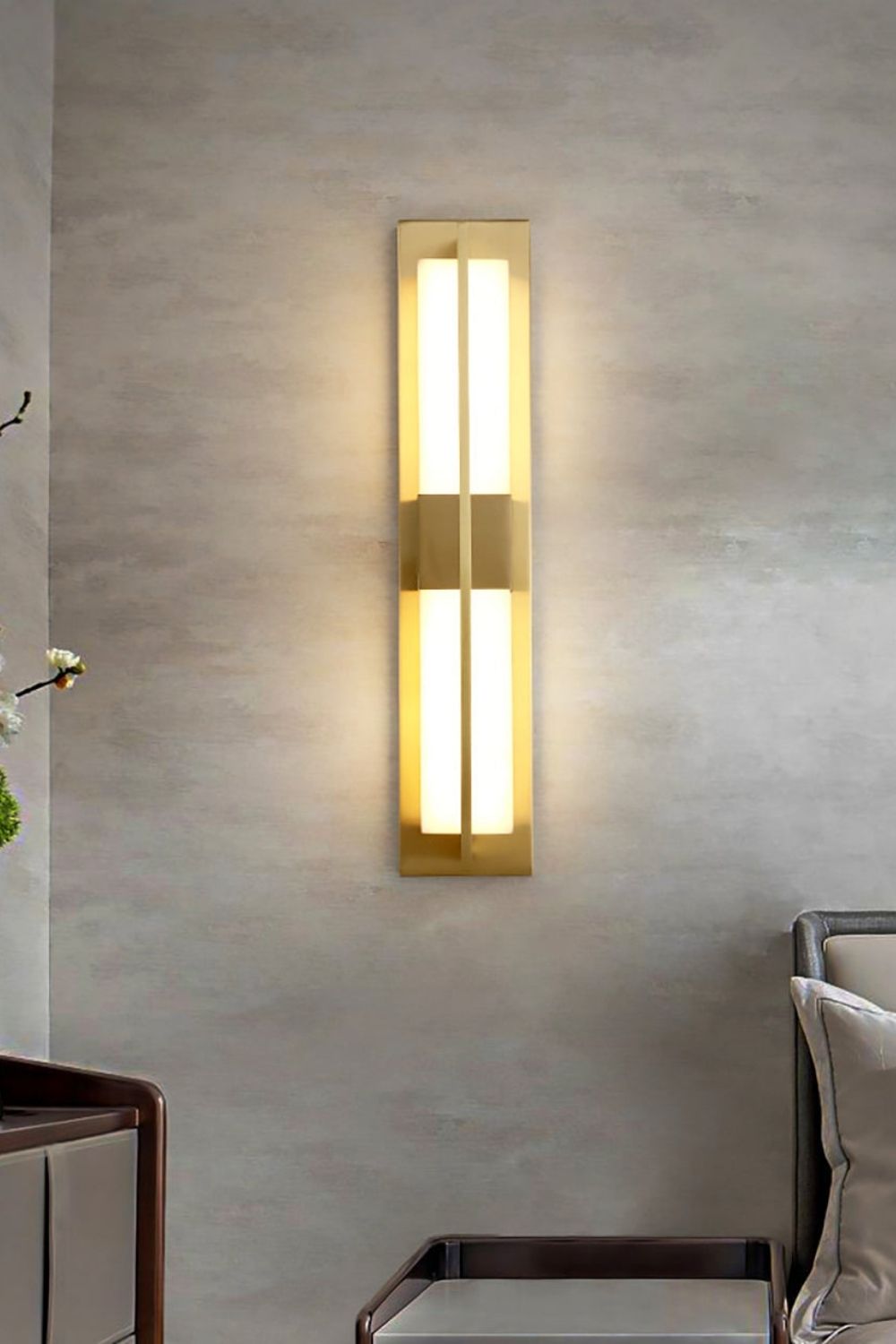 Rectangular Alabaster Brass Wall Lamp - view 10 | vexalamps