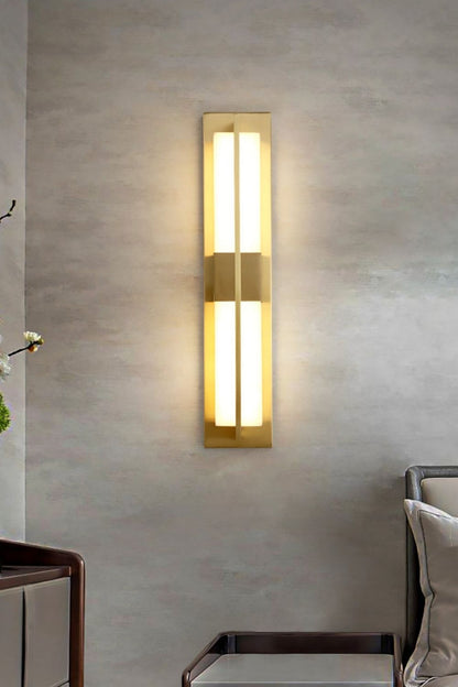 Rectangular Alabaster Brass Wall Lamp - view 10 | vexalamps