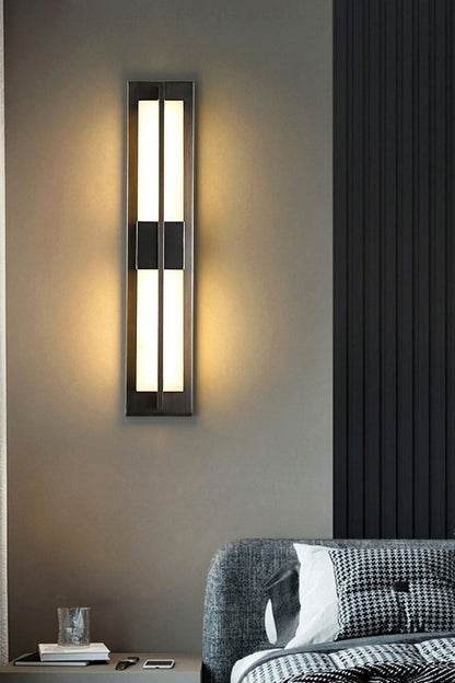 Rectangular Alabaster Brass Wall Lamp - view 12 | vexalamps