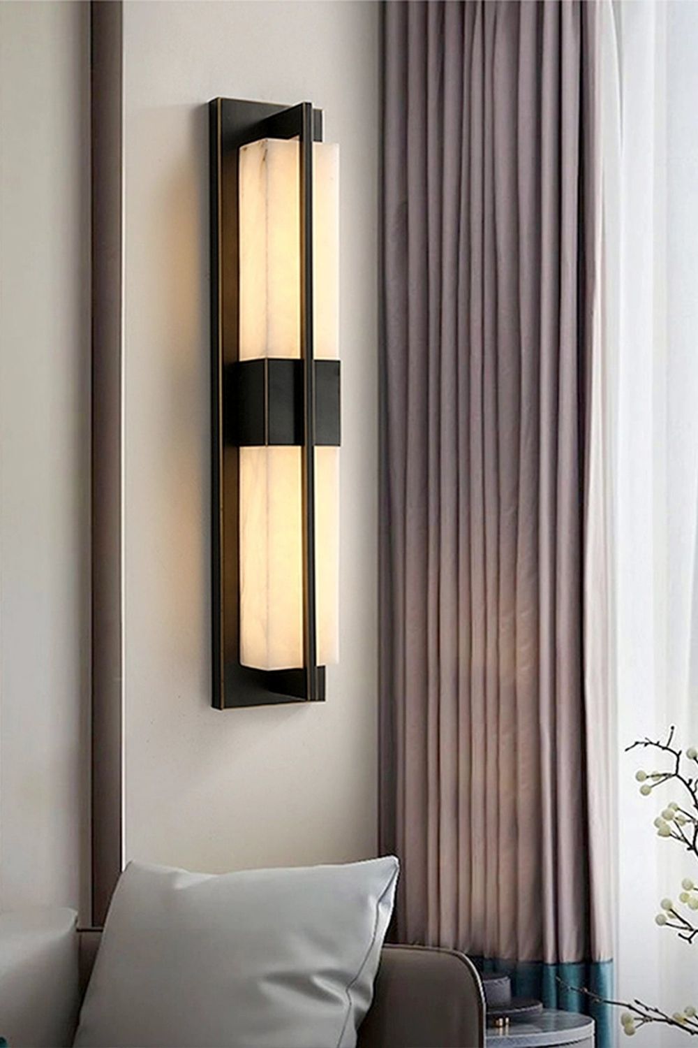 Rectangular Alabaster Brass Wall Lamp - view 19 | vexalamps