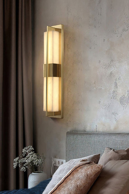 Rectangular Alabaster Brass Wall Lamp - view 26 | vexalamps