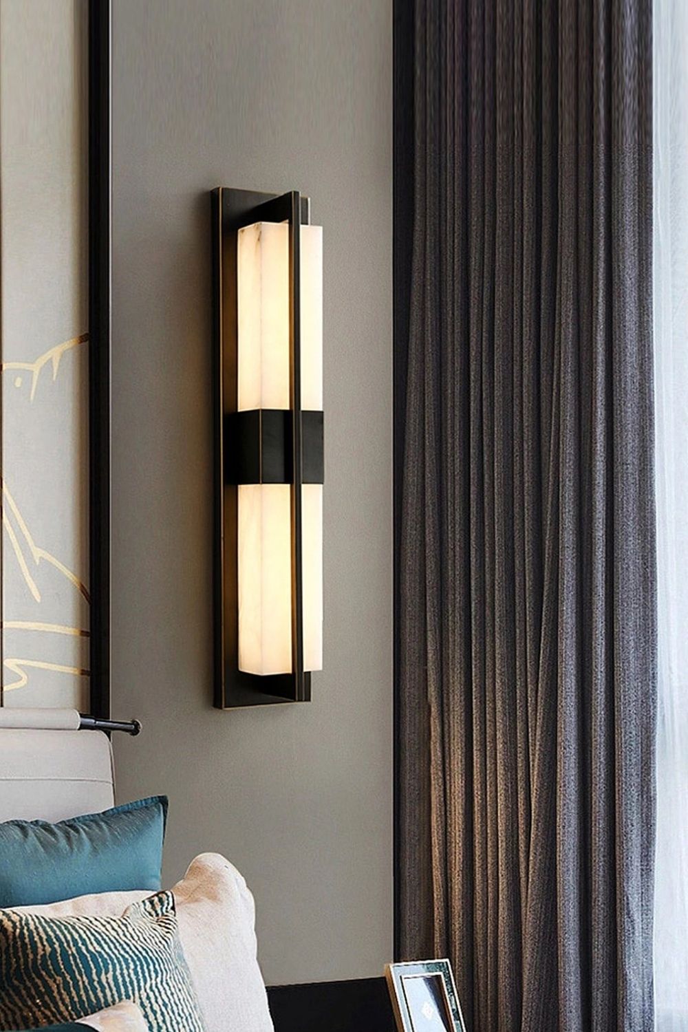 Rectangular Alabaster Brass Wall Lamp - view 37 | vexalamps