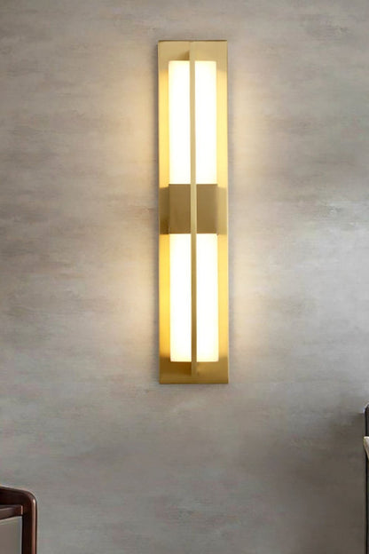 Rectangular Alabaster Brass Wall Lamp - view 5 | vexalamps