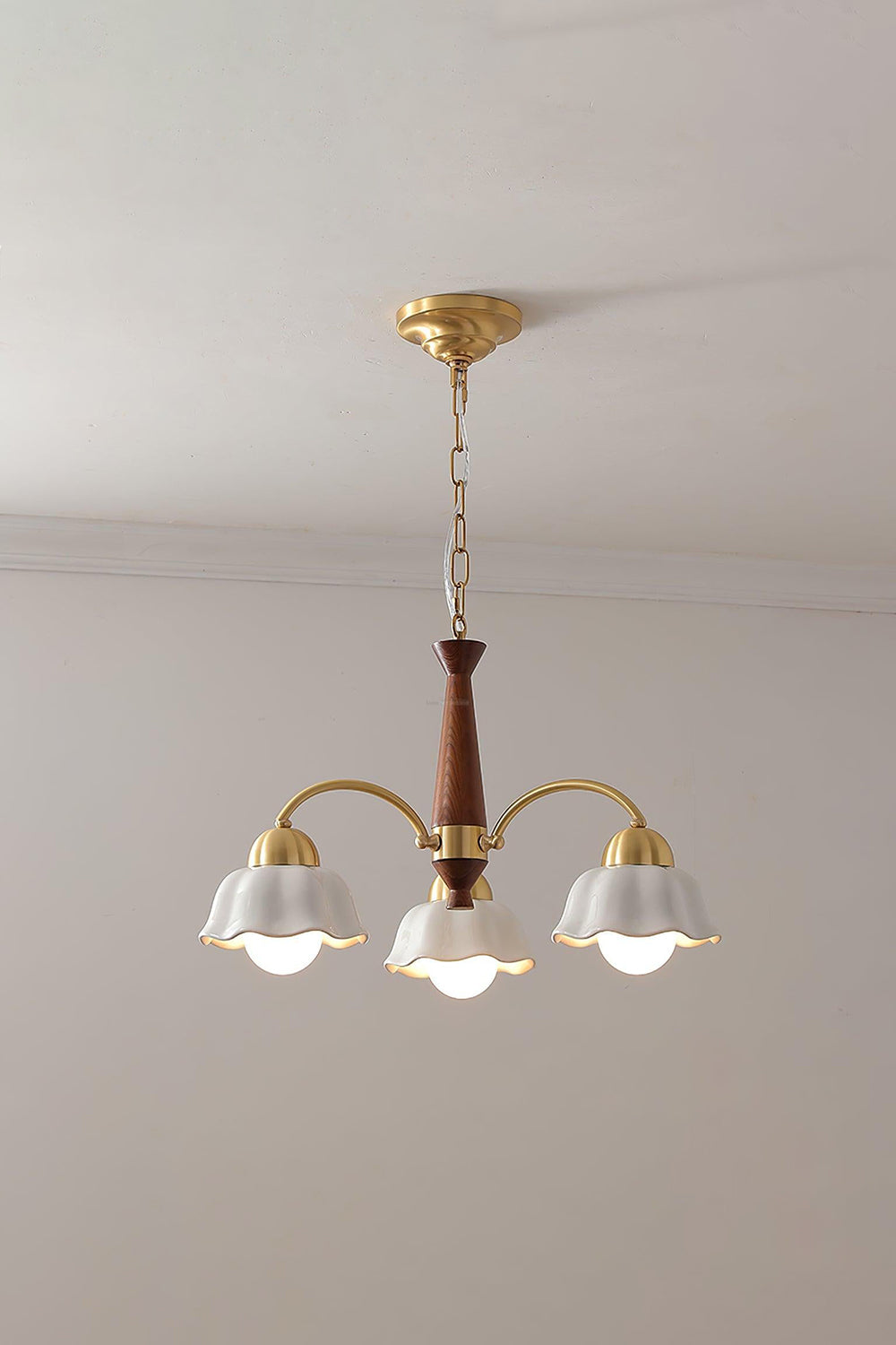 Retro Tulip Brass Chandelier - view 11 | vexalamps